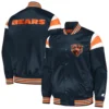 Chicago bears full snap satin varsity jacket navy 2