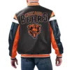 Chicago bears full zip leather varsity jacket black 1 1