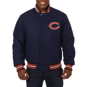 Chicago bears handmade wool varsity jacket navy 1