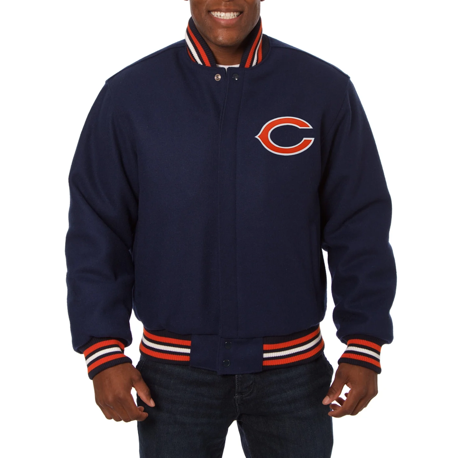 Chicago bears handmade wool varsity jacket navy 1