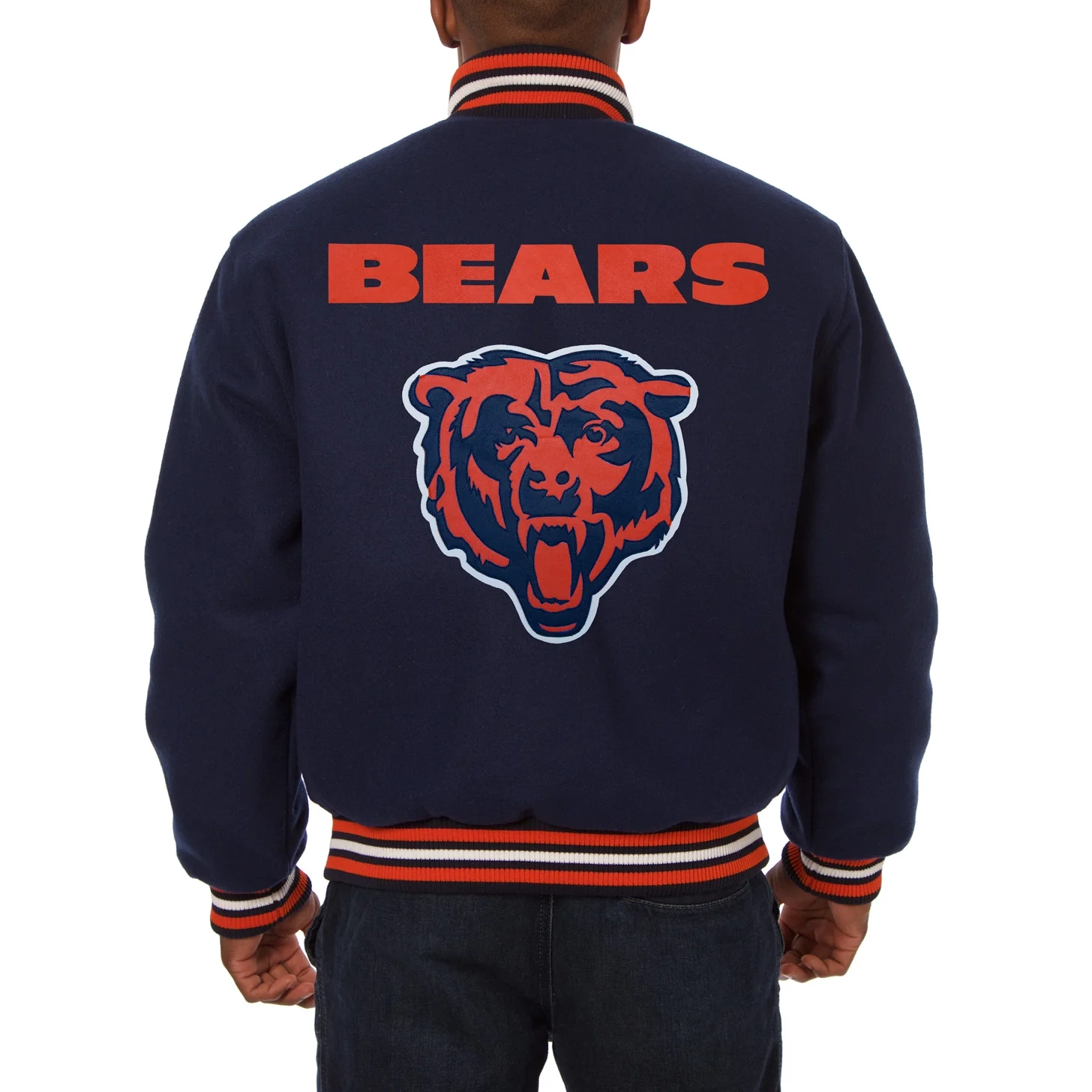 Chicago bears handmade wool varsity jacket navy 2
