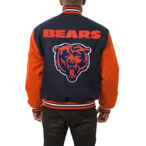 Chicago bears handmade wool varsity jacket navy orange 2