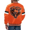 Chicago bears home game full snap satin varsity jacket orange