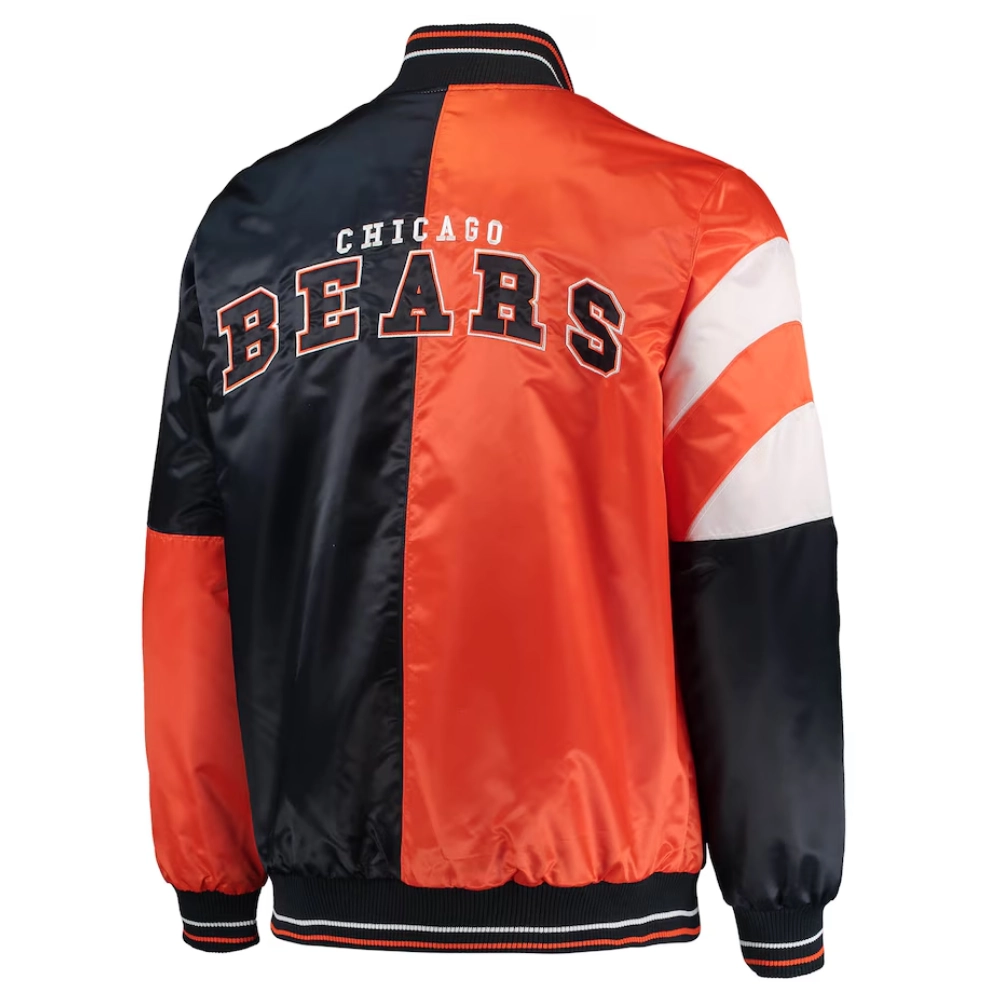 Chicago bears leader satin varsity jacket orange black 1