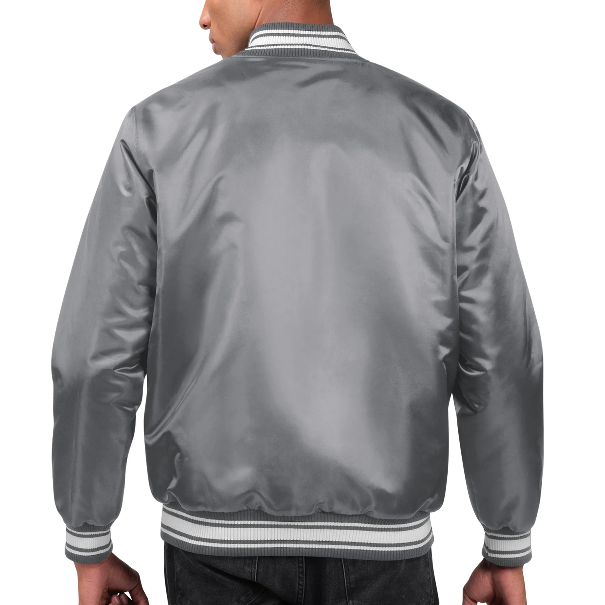Chicago bears locker room satin varsity jacket gray 2