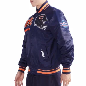 Chicago bears mashup full snap satin varsity jacket navy 2