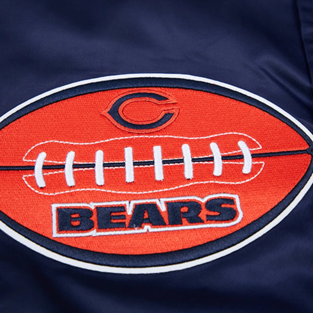 Chicago bears old english full snap satin varsity jacket navy 4 1