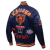 Chicago bears old english full snap satin varsity jacket navy 5 1