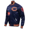 Chicago bears old english full snap satin varsity jacket navy 7 1