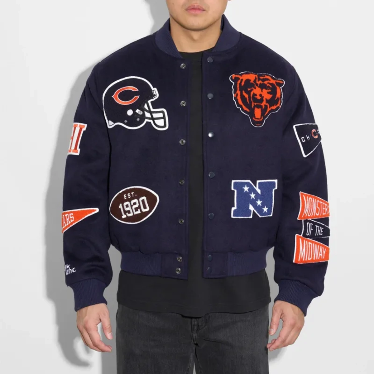 Chicago bears pennant full snap jacket