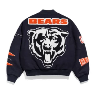Chicago bears pennant navy varsity jacket