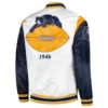 Chicago bears pitch full snap satin varsity jacket white black 1