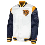 Chicago Bears Pitch Full-Snap White/Black Satin Jacket