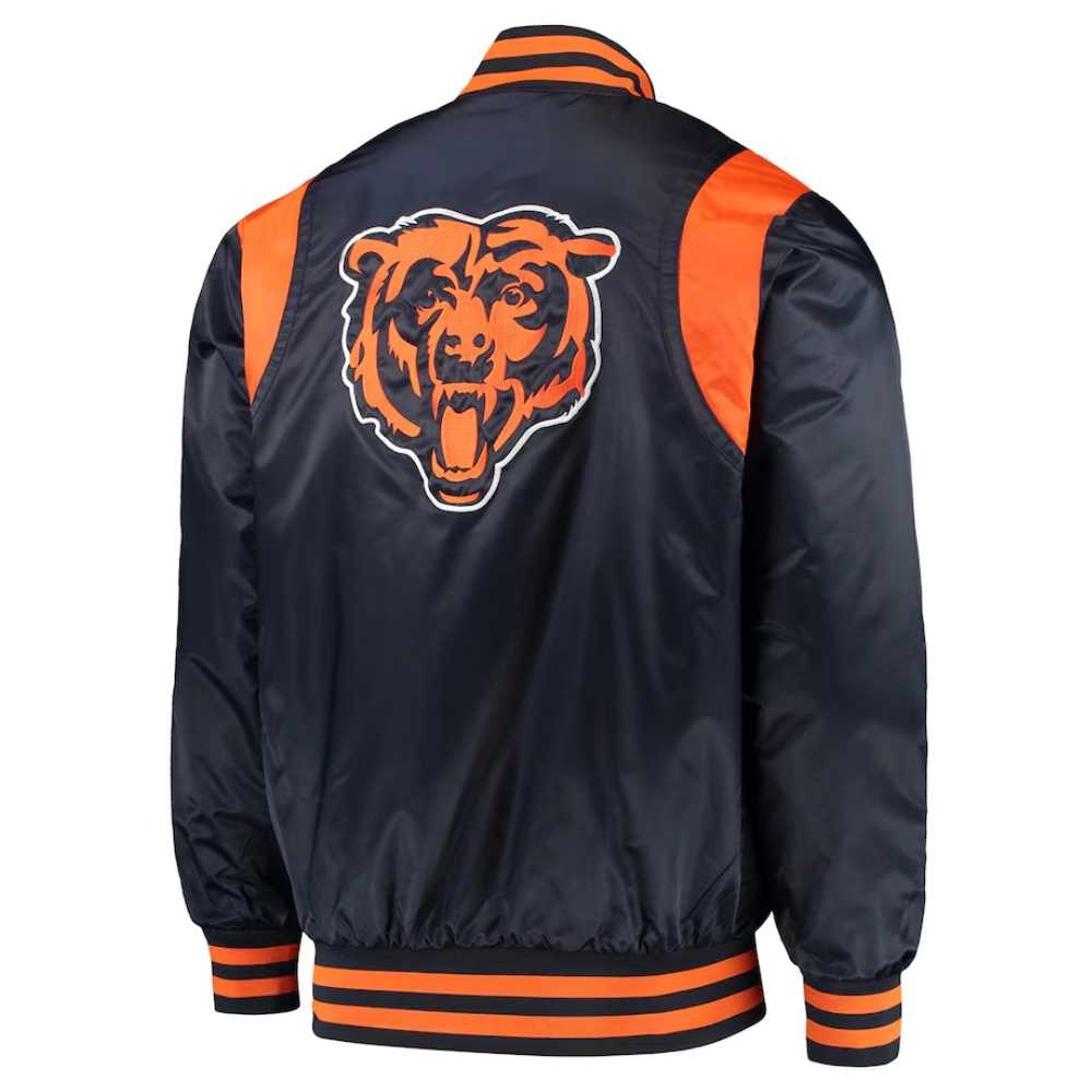 Chicago bears prime time full snap satin varsity jacket navy 1