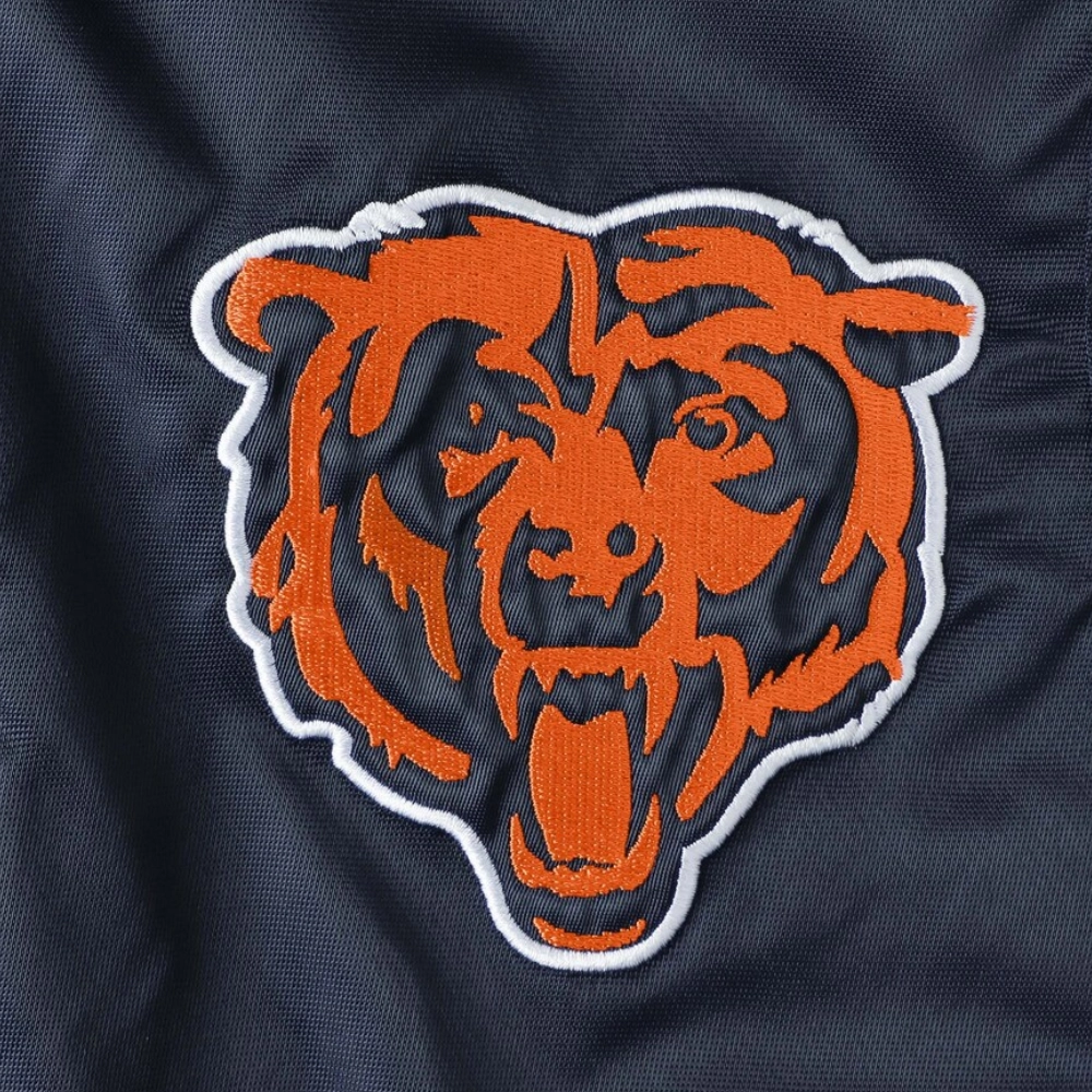 Chicago bears prime time full snap satin varsity jacket navy