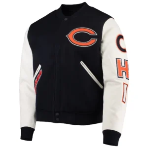 Chicago bears pro standard logo wool and leather varsity jacket 1