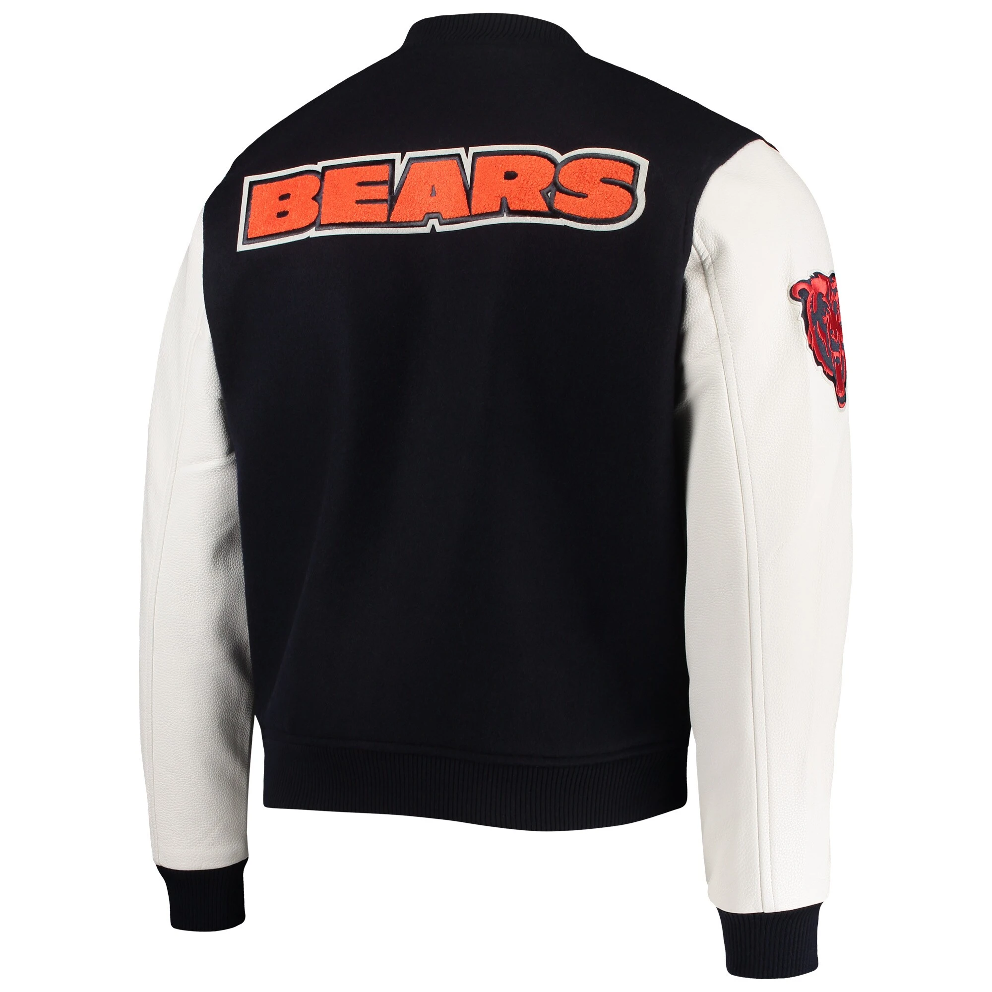 Chicago bears pro standard logo wool and leather varsity jacket 2