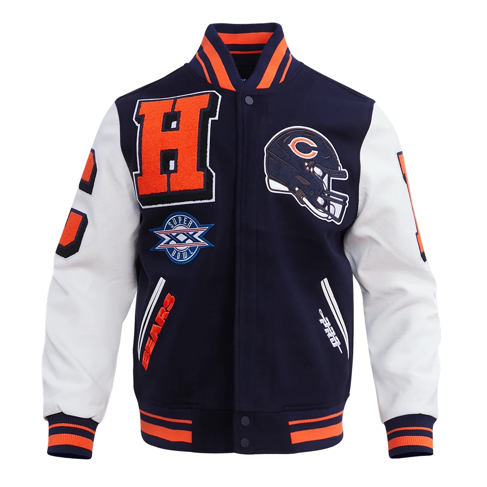 Chicago bears pro standard mashup wool and leather varsity jacket 2