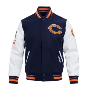 Chicago bears pro standard old english wool and leather varsity jacket 2