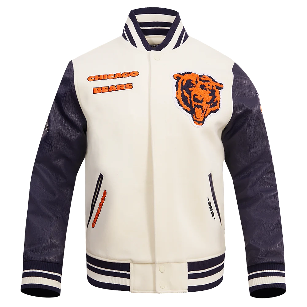Chicago bears pro standard retro classic white and black varsity jacket 2