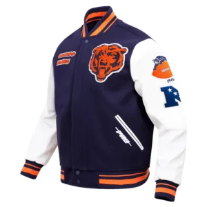 Chicago bears pro standard retro classic wool and leather varsity jacket 1
