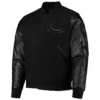 Chicago bears pro standard triple black wool and leather varsity jacket 1