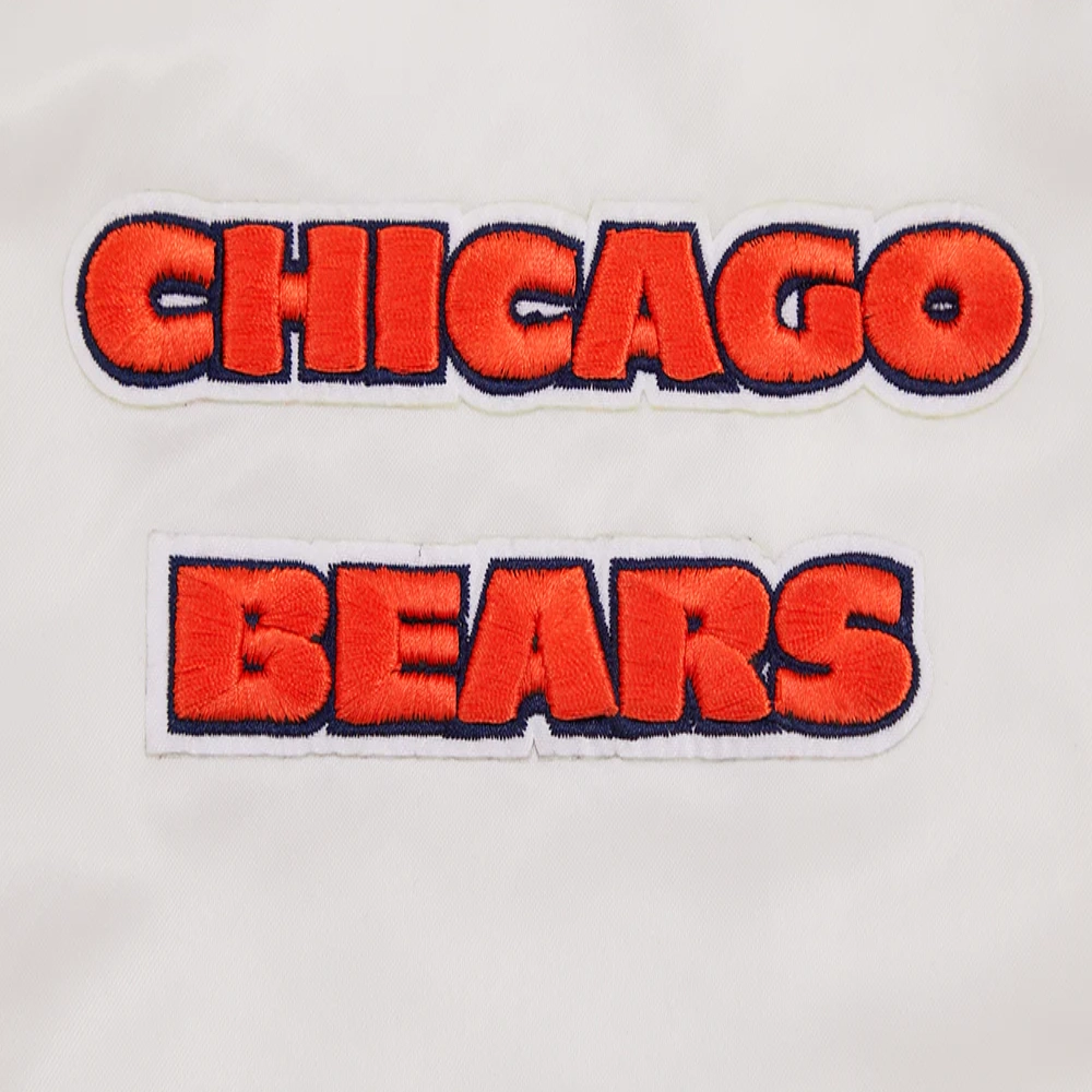 Chicago bears retro classic full snap satin varsity jacket white 3