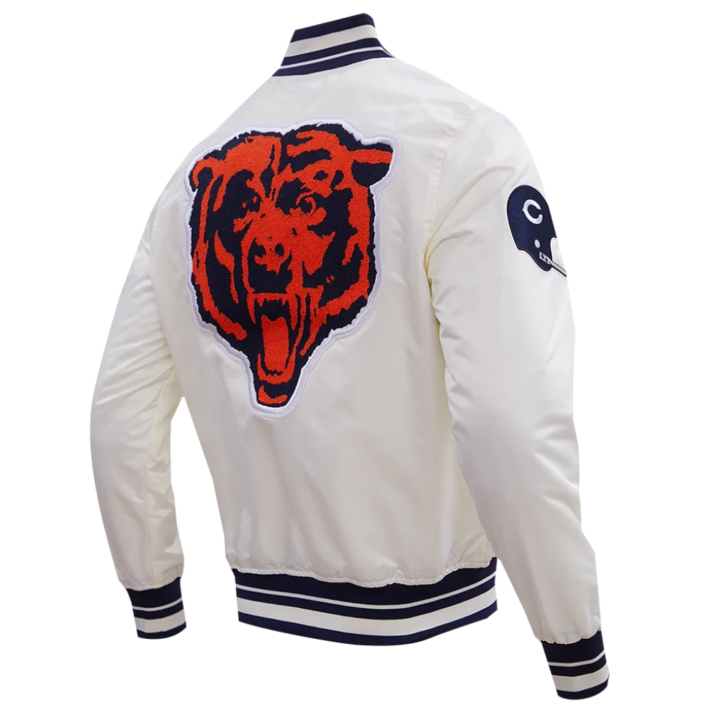 Chicago bears retro classic full snap satin varsity jacket white 4
