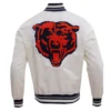 Chicago bears retro classic full snap satin varsity jacket white 5