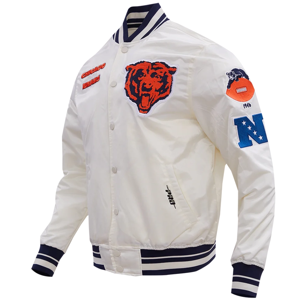 Chicago bears retro classic full snap satin varsity jacket white 6