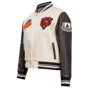 Chicago bears retro classic womens satin varsity jacket white black 6
