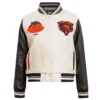 Chicago bears retro classic womens satin varsity jacket white black 7
