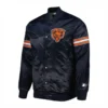 Chicago bears starter pick and roll full snap satin varsity jacket navy 2