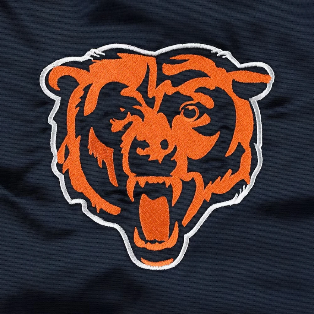 Chicago bears starter pick and roll full snap satin varsity jacket navy 4
