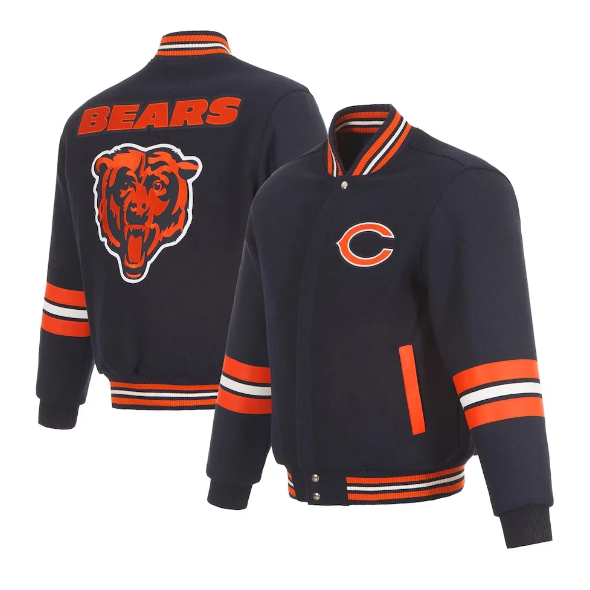 Chicago bears striped full zip jacket