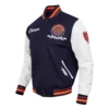 Chicago bears team badge navy white varsity jacket