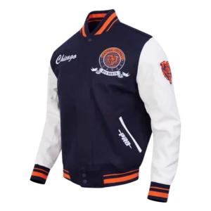 Chicago bears team badge navy white varsity jacket