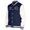Chicago bears third down full snap varsity jacket navy white 1 1