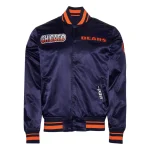 Chicago Bears Turn It Up M Full-Snap Navy Satin Jacket
