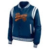 Chicago bears womens full zip bomber varsity jacket navy 1 1