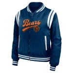 Chicago Bears Women's Full-Zip Navy Satin Jacket