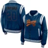 Chicago bears womens full zip bomber varsity jacket navy 1