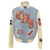 Chicago bears wool leather old english varsity jacket blue cream 1 1