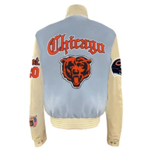 Chicago bears wool leather old english varsity jacket blue cream 1