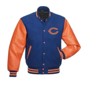 Chicago bears wool leather varsity jacket orange blue