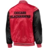 Chicago blackhawks enforcer full snap satin varsity jacket redblack 2