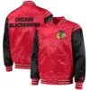 Chicago blackhawks enforcer full snap satin varsity jacket redblack 4
