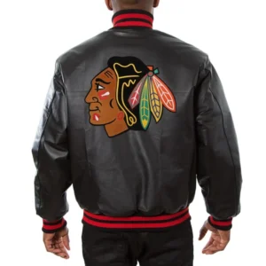 Chicago blackhawks ice hockey team players leather varsity jacket 1 1