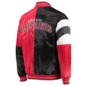 Chicago blackhawks leader satin varsity jacket black red 1