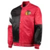 Chicago blackhawks leader satin varsity jacket black red 2